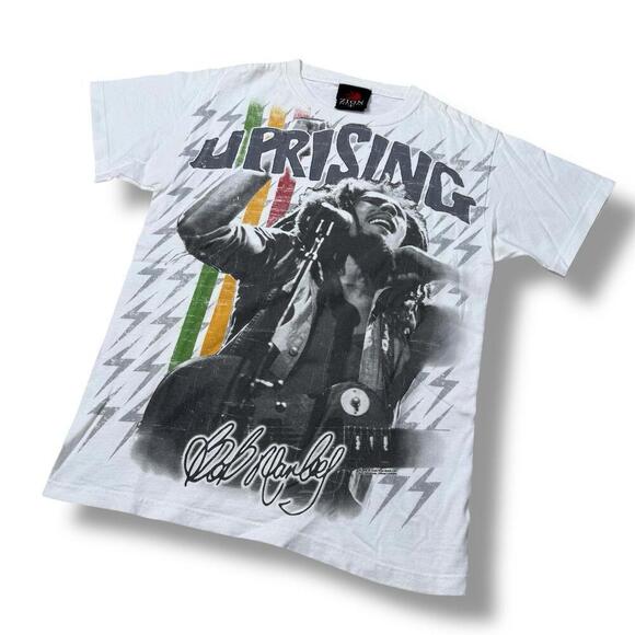 Zion Rootswear Bob Marley Uprising T-Shirt Size S White Reggae Graphic VTG 90s - Picture 1 of 8